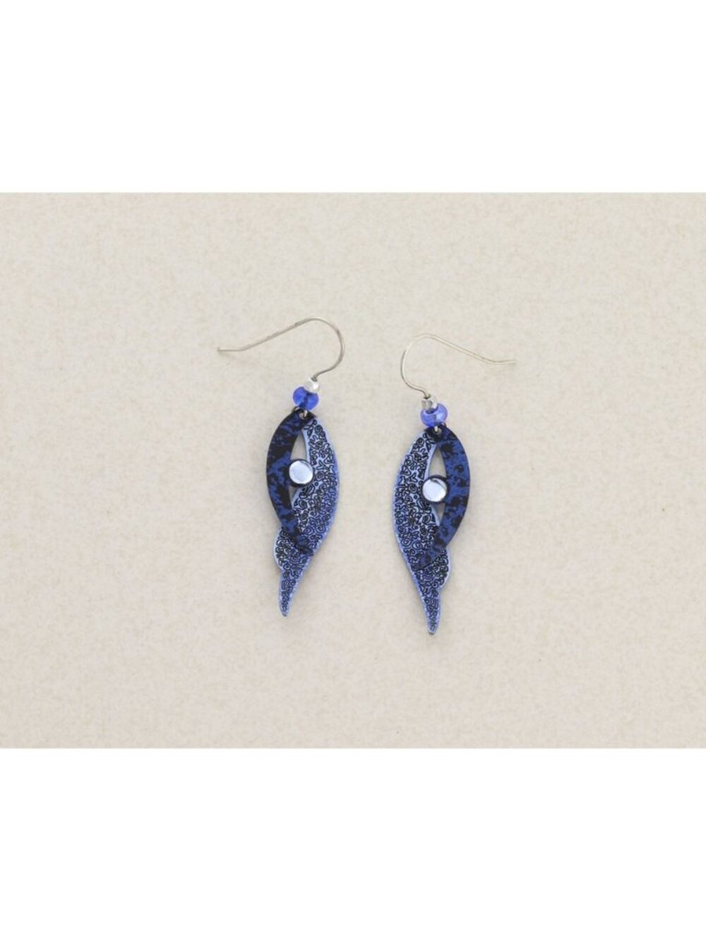 Sterling Silver Hook - Modernist Abstract Dangle Drop Earrings 2" x 1/2" - Picture 6 of 7